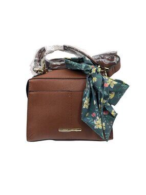 Steve Madden Breese Crossbody Handbag Faux Leather Satchel Floral Scarf Capsule